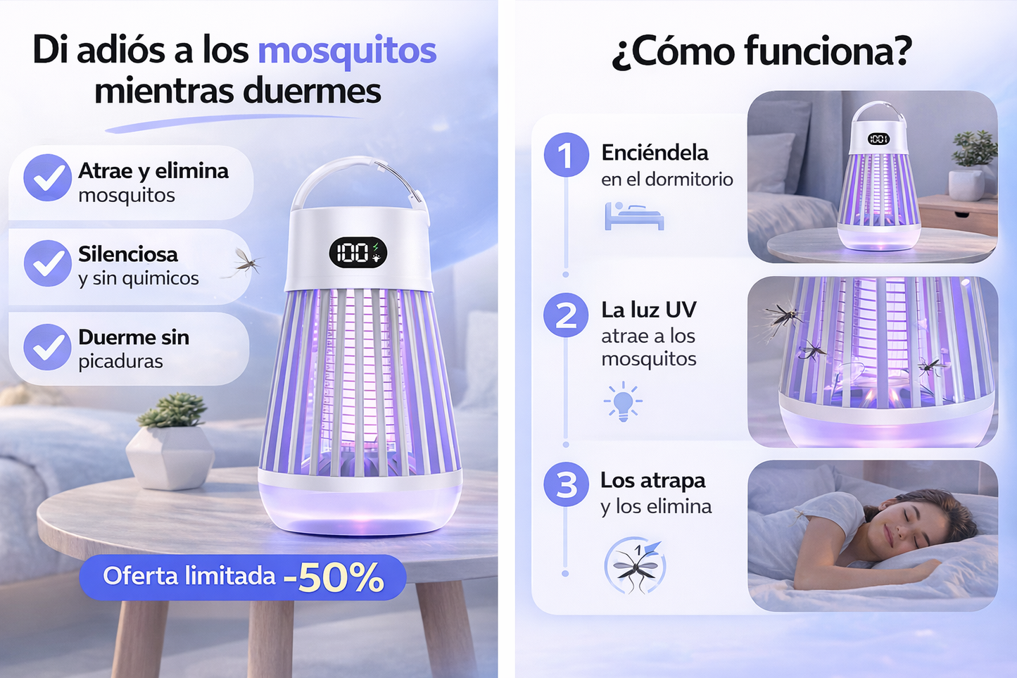 Luz UV Antimosquitos Recargable
